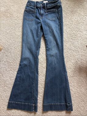 DRIFTWOOD Indigo Flare Jeans with Braided Pocket Detail